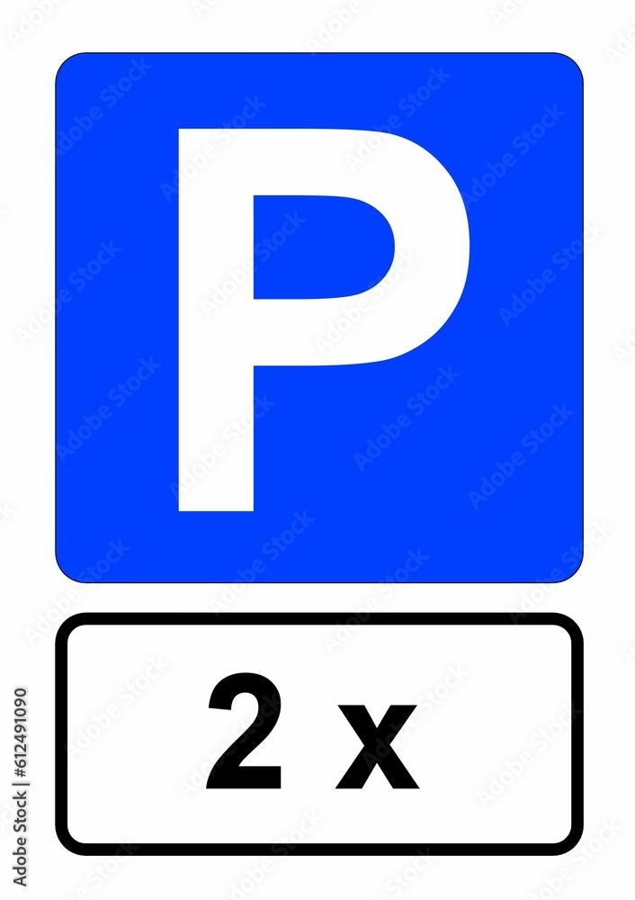Illustration eines blauen Parkplatzschildes mit der Aufschrift Illustration eines blauen Parkplatzschildes mit der Aufschrift