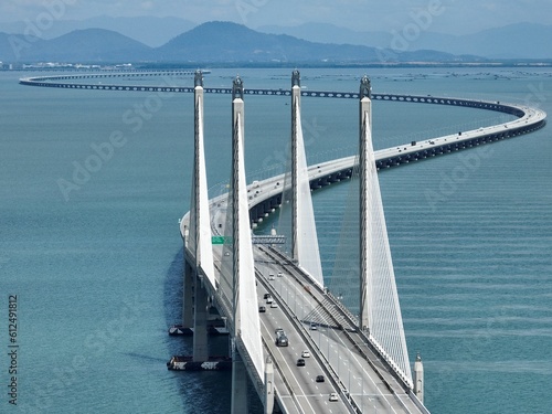 Scenic view of the Penang Bridge in the state of Penang, Malaysia photo