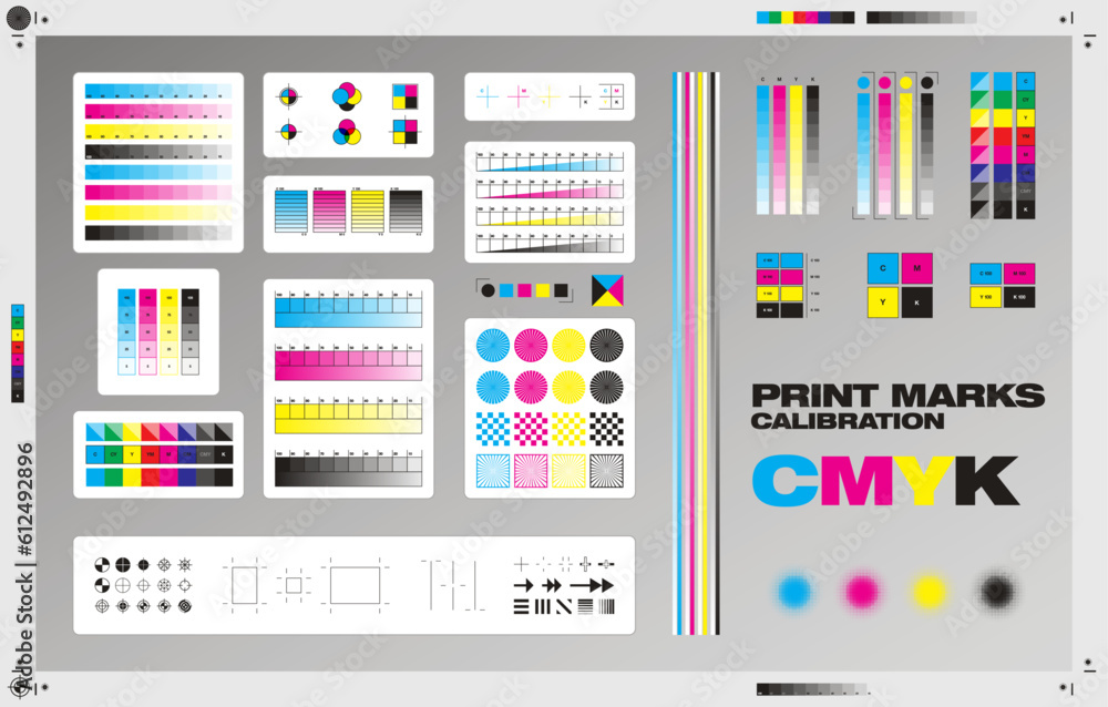 print mark calibration collection cmyk calibration Stock Vector | Adobe ...