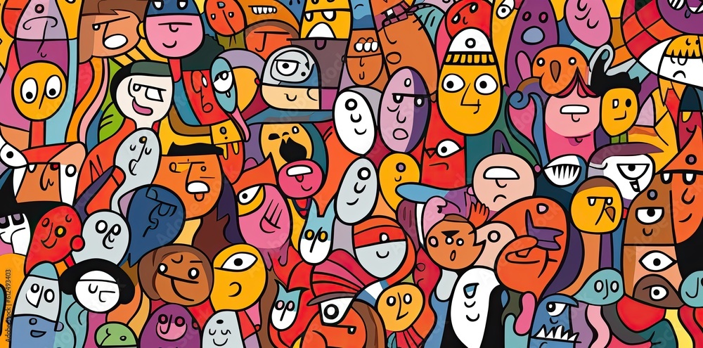 Pattern of a group of colorful faces