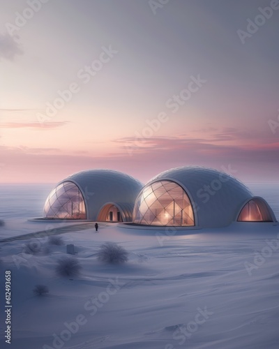 Futuristic igloo building, ...