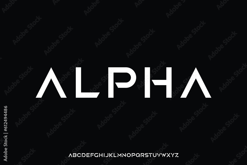 Modern sophisticated alphabet typeface vector illustration. Creative technology font style