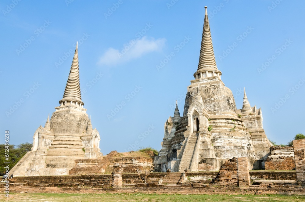 Famous, ancient chedis of Phra Sri Sanphet temple at the Ayutthaya Historical Park in Thailand Famous, ancient chedis of Phra Sri Sanphet temple at the Ayutthaya Historical Park in Thailand