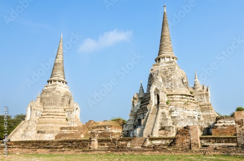 Famous  ancient chedis of Phra Sri Sanphet temple at the Ayutthaya Historical Park in Thailand