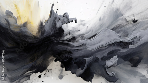 a modern black ink under water explosion artwork, ai generated image