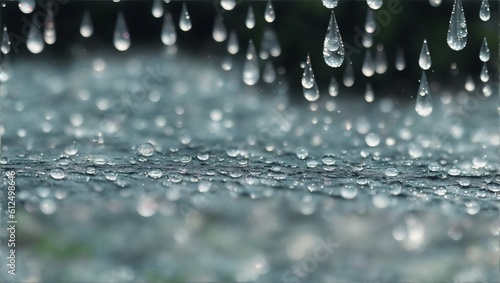 Close up rain drops, generative ai © Karol