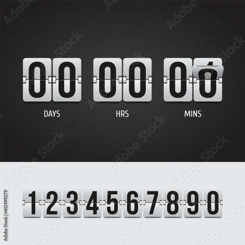 Mechanical scoreboard. Countdown timer. Clock counter. Vector template for your design.