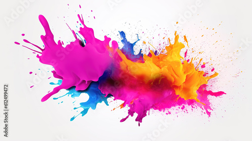 modern colorful ink splashes with a white background, ai generated image