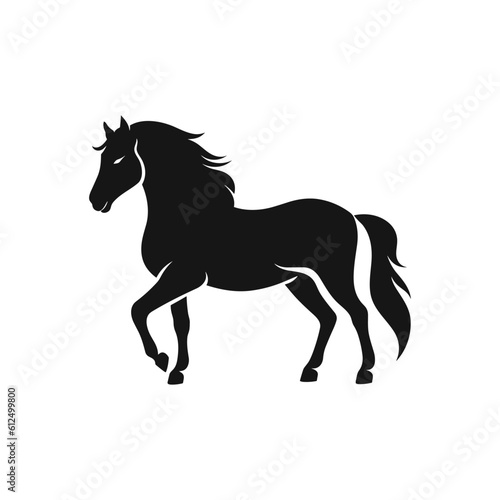 Running horse black silhouette. Horse vector illustration.