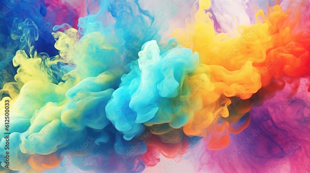 colored ink powder are exploding, ai generated image