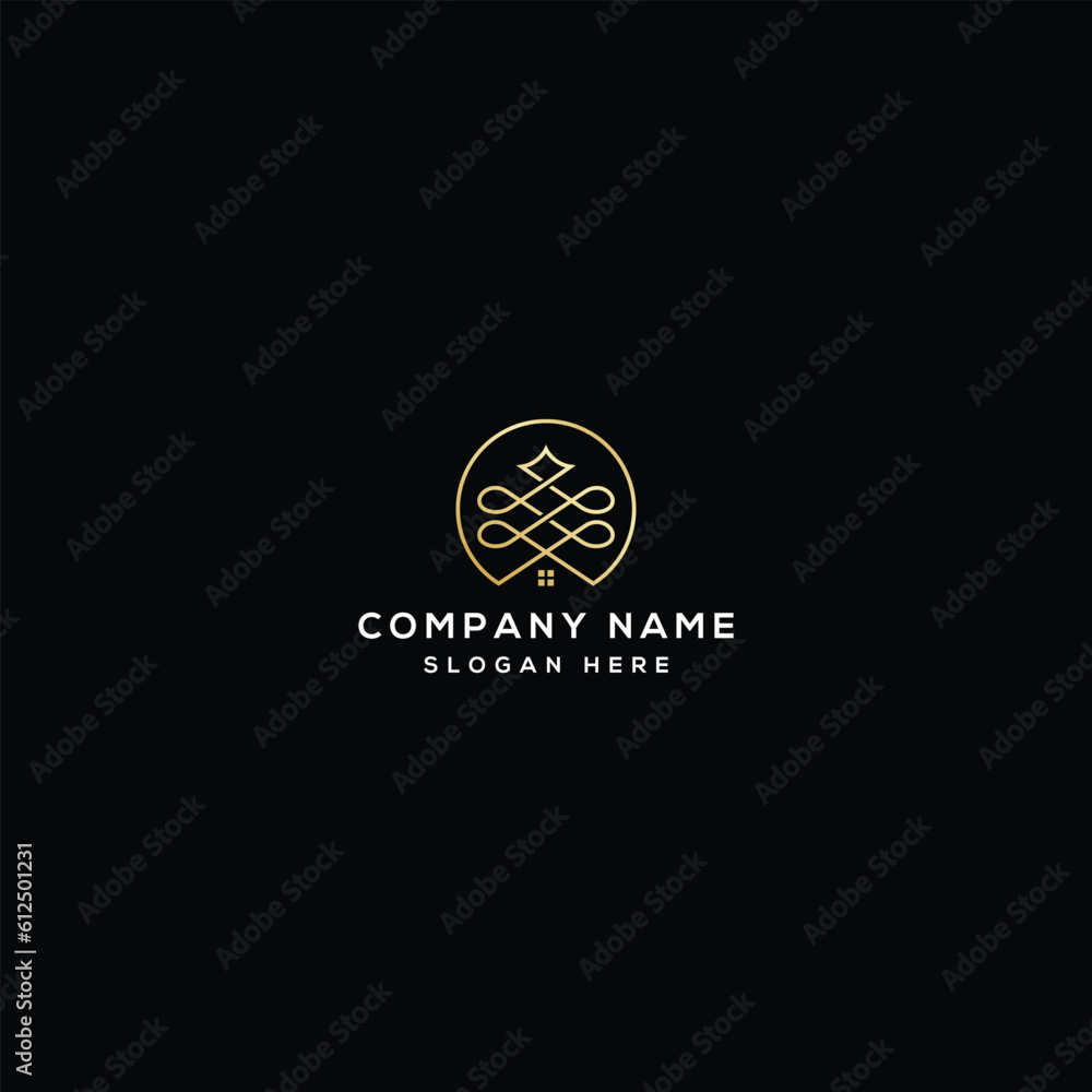elegant tree and home logo design line icon vector in luxury style outline linear elegant tree and home logo design line icon vector in luxury style outline linear