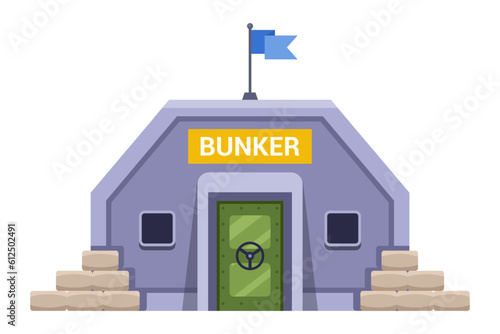 military gray bunker to protect people. flat vector illustration.