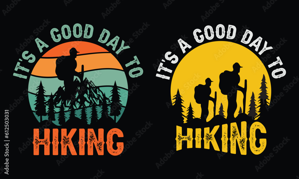 Obraz premium Hiking t-shirt design. Wild, mountain, Hiker, and adventure silhouettes Vector illustration