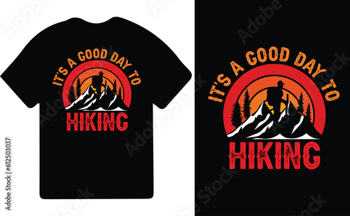 Hiking t-shirt design. Wild  mountain  Hiker  and adventure silhouettes Vector illustration