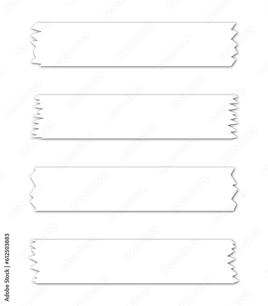 Set of paper sheets. Pieces of decorative tape for scrapbooks. Washi tapes collection in vector. Ripped paper. Torn pieces of paper from a notebook Set of paper sheets. Pieces of decorative tape for scrapbooks. Washi tapes collection in vector. Ripped paper. Torn pieces of paper from a notebook
