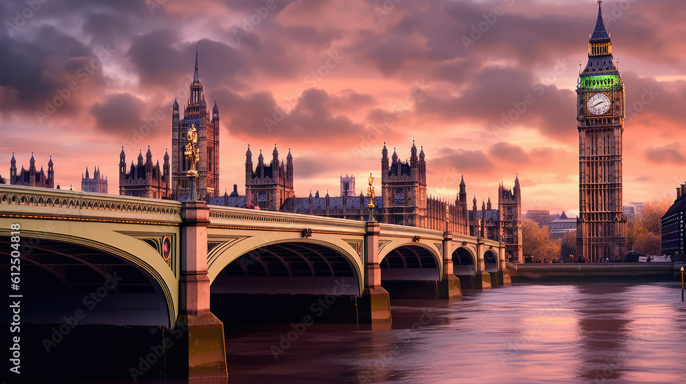 houses of parliament city at night London generated by AI