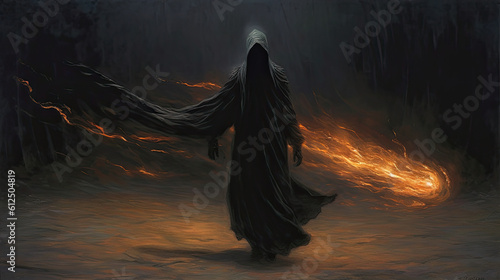 grim reaper in the night by AI