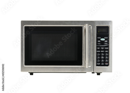 Old microwave oven isolated with cut out background. photo