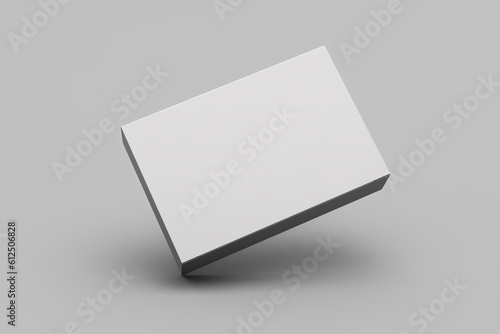 White cardboard box mockup for product branding on clean background. 3D render