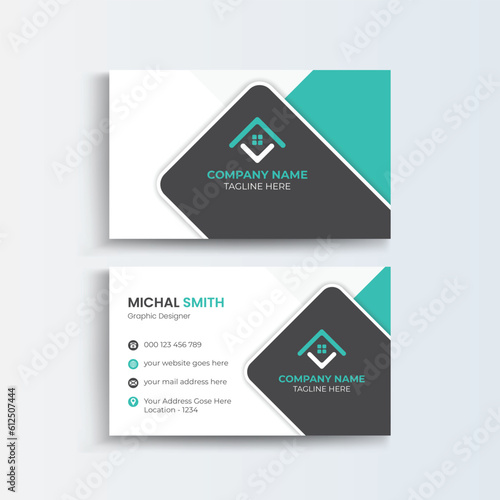 Clean and simple modern Mortgage business card, Modern simple light business card template with flat user interface.
Double-sided creative Landing business card template
