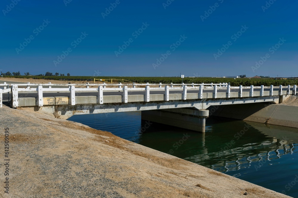 Bridge over an irrigation canal in California Central Valley