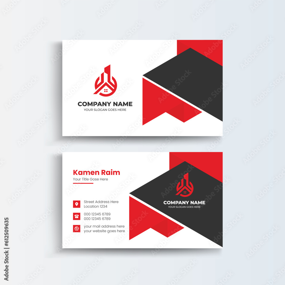 Mortgage Business Card – Real estate corporate business card Template modern and Clean design. House and Clean Business Card Template