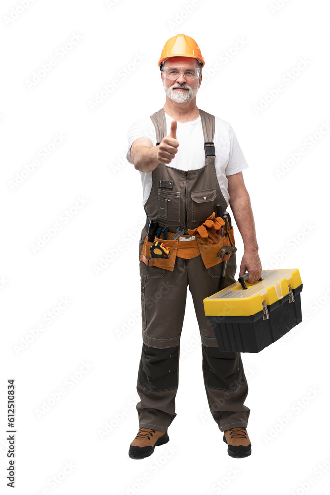 portrait of mature happy handyman isolated on transparent background portrait of mature happy handyman isolated on transparent background