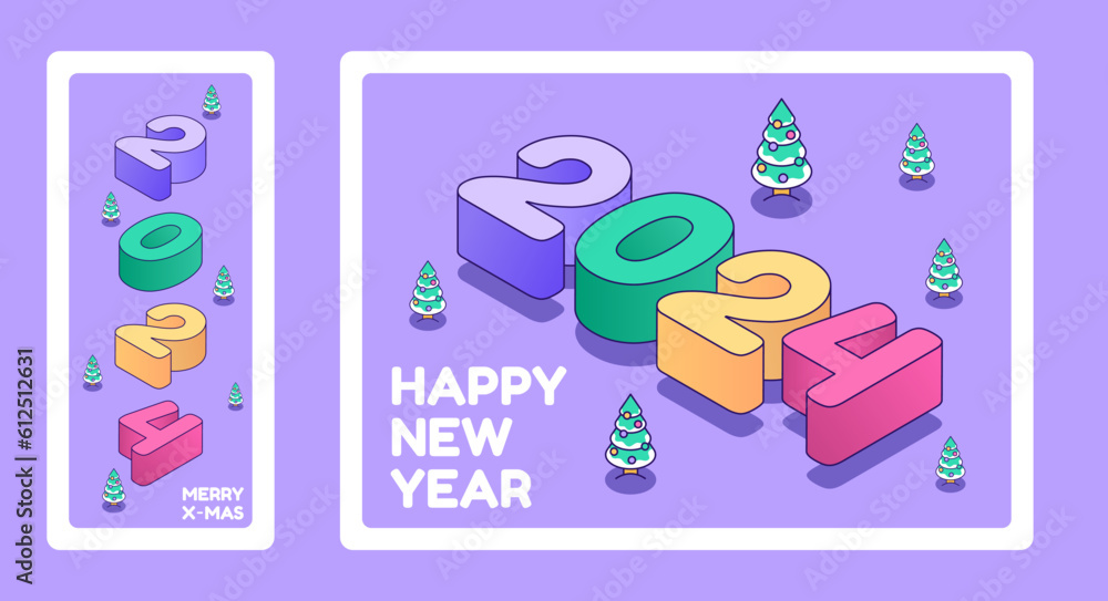 Fototapeta premium Happy New Year 2024. Christmas tree in cute minimalistic style. Creative concept for banner, flyer, cover, social media, design web page. Vector illustration concept