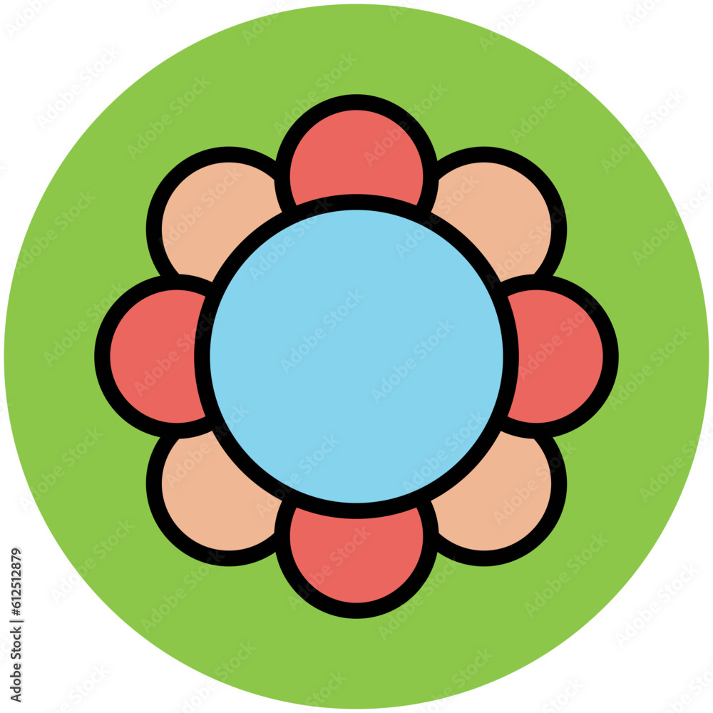 Blooming flower flat circular icon Blooming flower flat circular icon