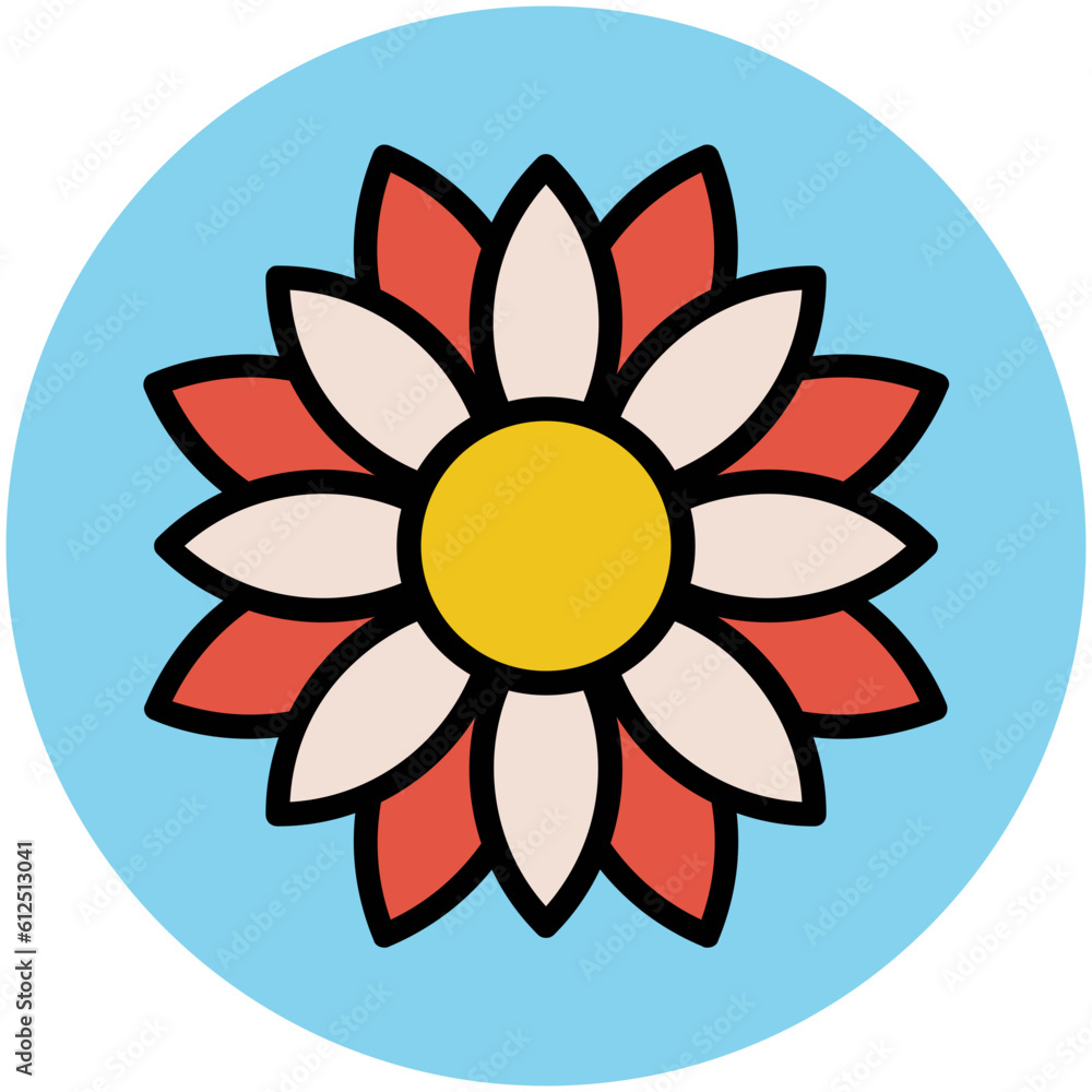 Blooming flower flat circular icon Blooming flower flat circular icon