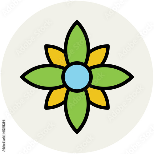 Blooming flower flat circular icon 
