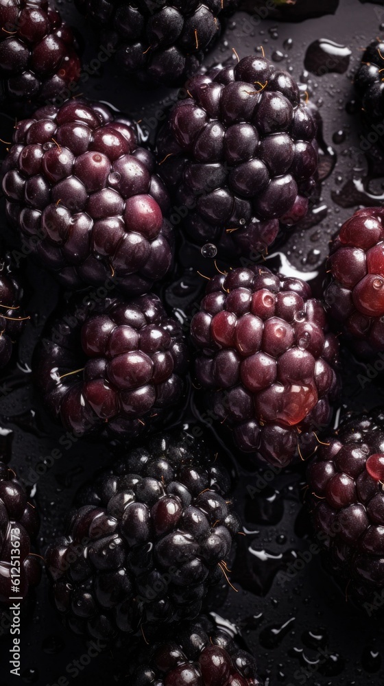 Fresh Organic Blackberry Berry Photorealistic Vertical Background. Healthy Vegetarian Diet. Ai Generated Lifelike Background with Delicious Juicy Blackberry Berry. Generative AI Fresh Organic Blackberry Berry Photorealistic Vertical Background. Healthy Vegetarian Diet. Ai Generated Lifelike Background with Delicious Juicy Blackberry Berry. Generative AI