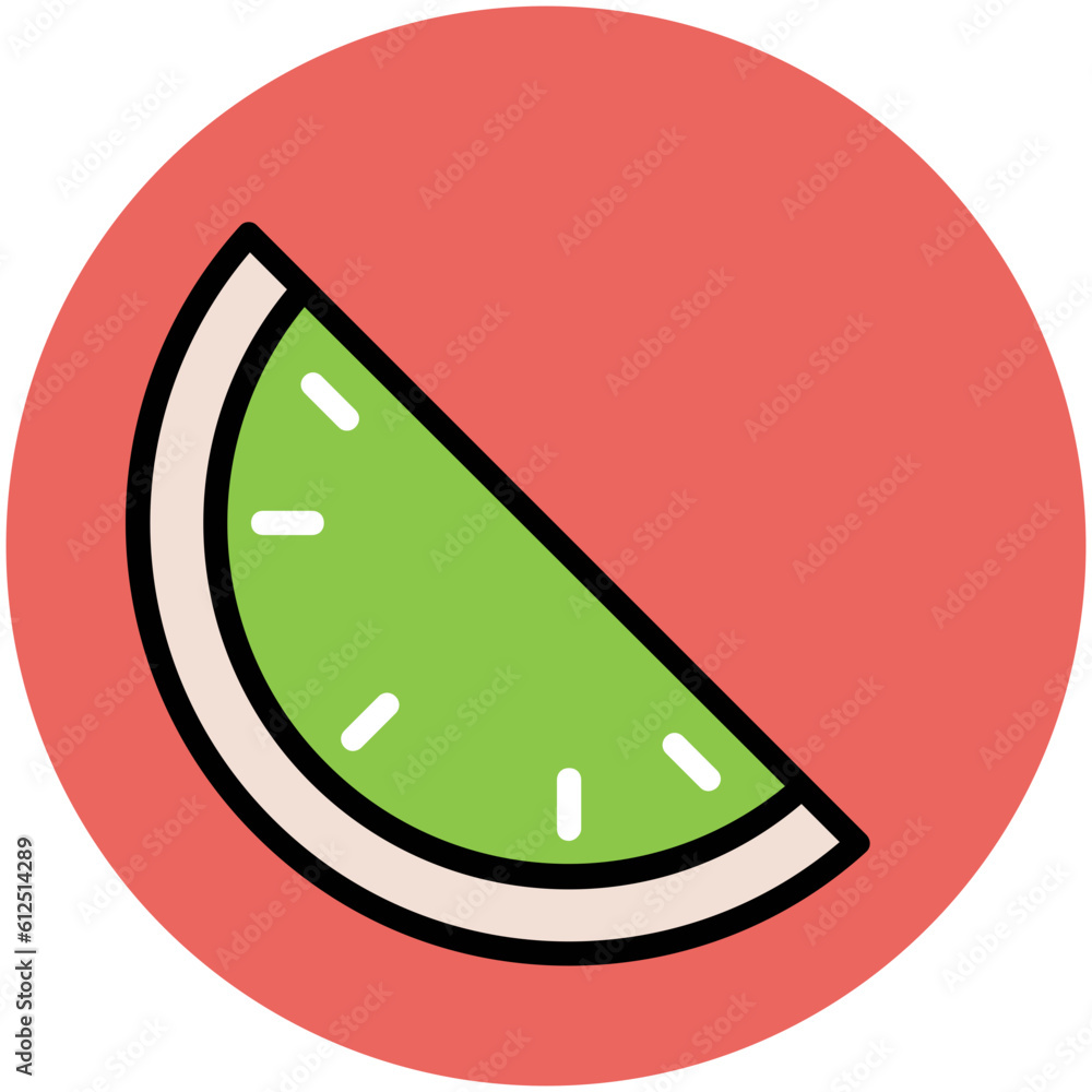 Flat circular icon of lemon, citrus fruit Flat circular icon of lemon, citrus fruit