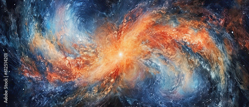 big bang explosion, galaxy background, generative ai illustration