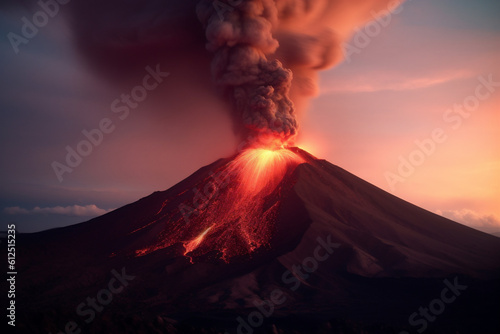 Lava going down the Volcano eruption. AI Generative © Elena