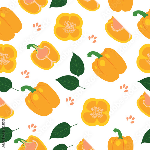 Yellow bell pepper. Seamless Pepper pattern