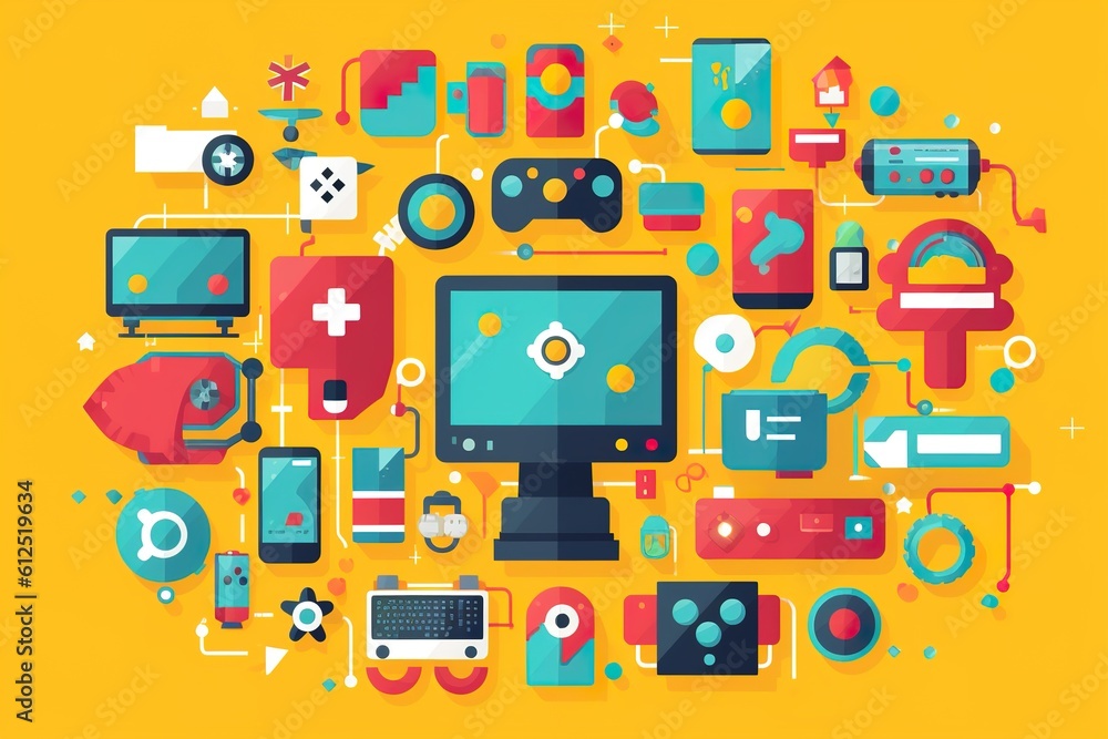 Learning Through Play conceptual icons flat illustration