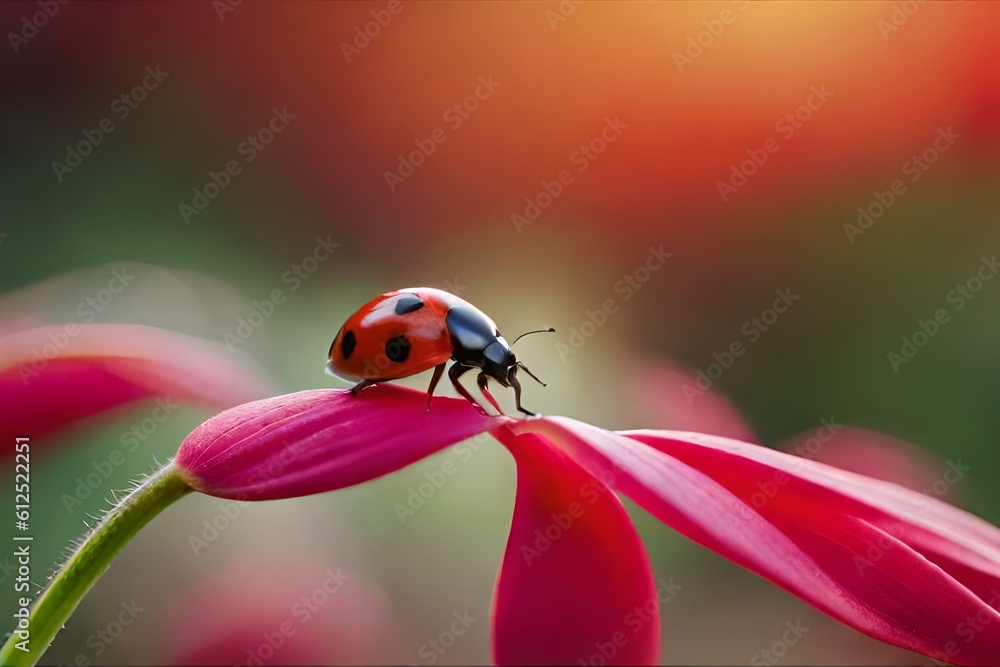 Naklejka premium ladybug on flower
