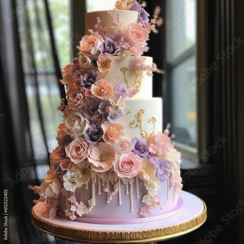 wedding cake decorated with flowers