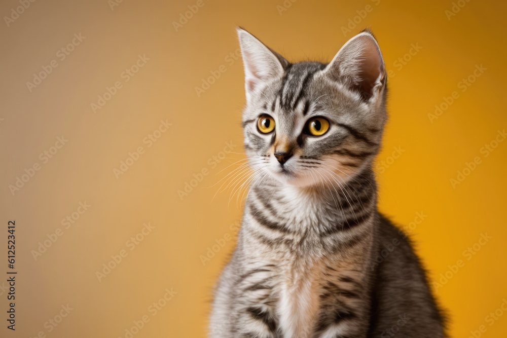 domestic cat perched on a wooden table. Generative AI domestic cat perched on a wooden table. Generative AI