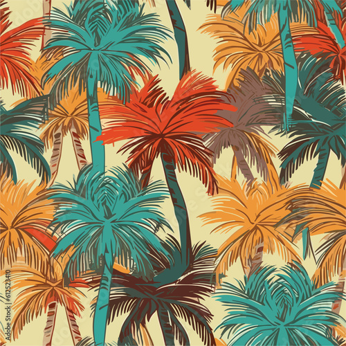 Seamless Colorful Hawaii Palms Pattern.Seamless pattern of Hawaii Palms in colorful style. Add color to your digital project with our pattern!