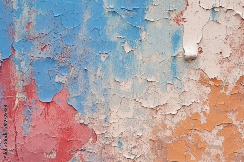 Close-up of an old painted wall with peeling paint Close-up of an old painted wall with peeling paint