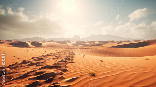 footprints in the sand in the desert  generated by AI