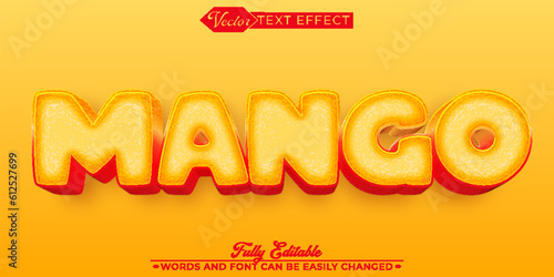 Cartoon Orange Mango Vector Editable Text Effect Template
