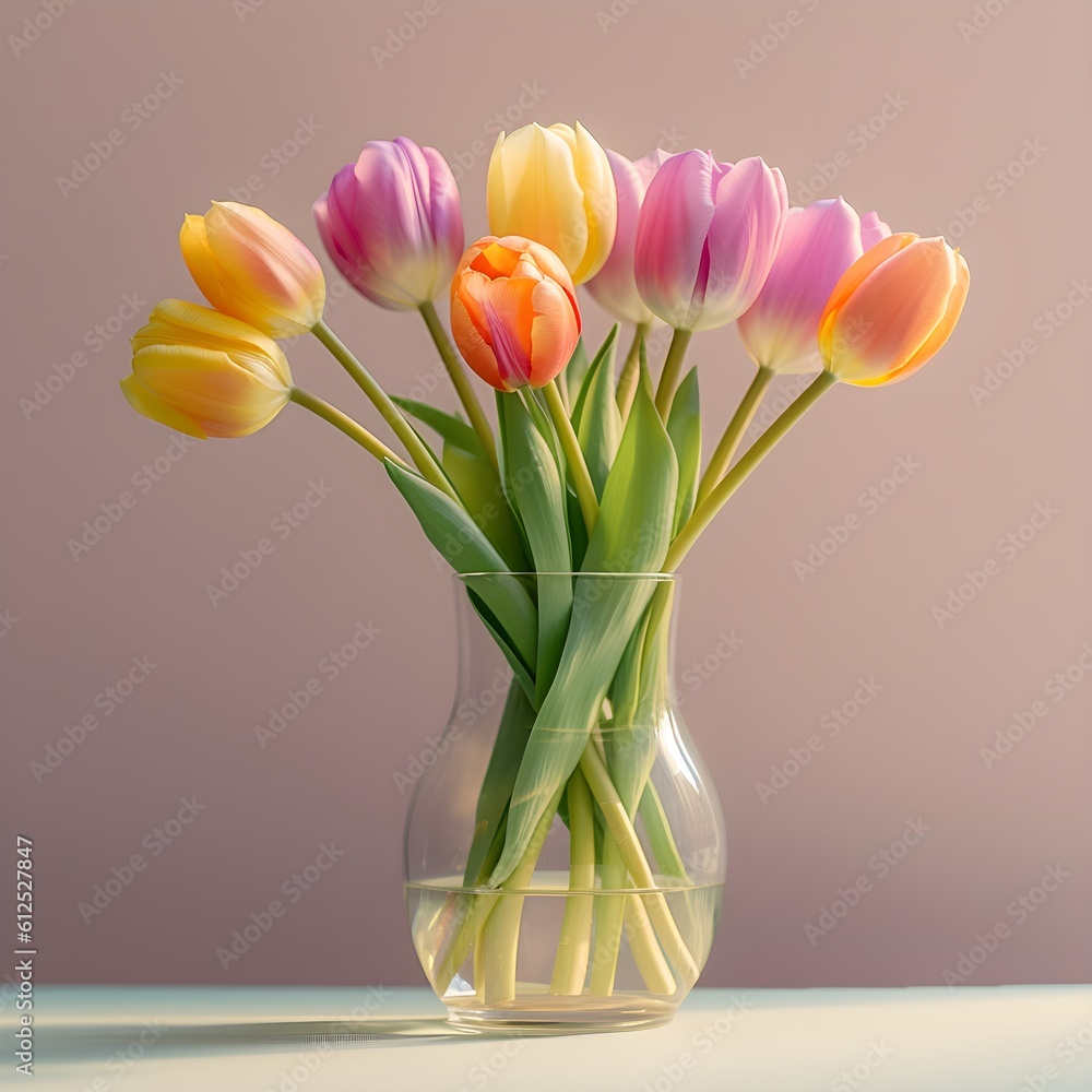 Un bouquet de tulipes dans un vase Un bouquet de tulipes dans un vase