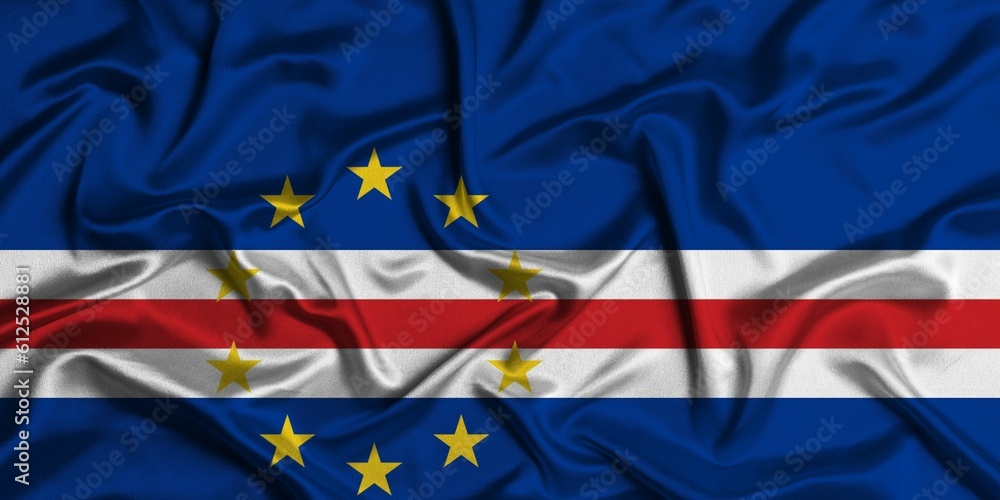 Digital render of the textured fabric national flag of Cape Verde Digital render of the textured fabric national flag of Cape Verde