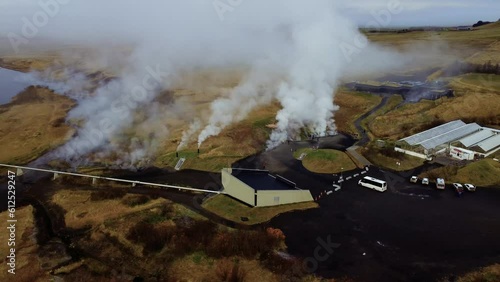 Hot springs in the west of Iceland near Reykjavik during October. photo