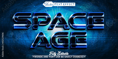 Shiny Futurisctic Space Age Vector Editable Text Effect Template