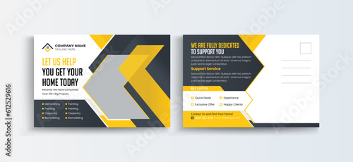 Mortgage house for sale postcard design template with creative modern layout. Invitation Design, Event Card Design, Direct Mail Template, leaflet.