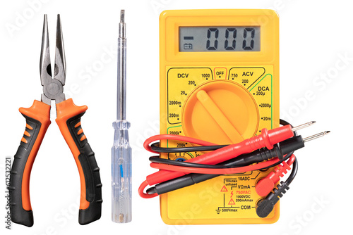 Fotografie Basic accessories for an electrician repairing home wiring
